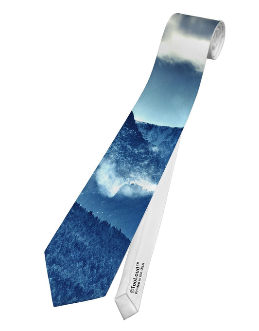 Mountain Landsscape All-Over Printed White Necktie All Over Print