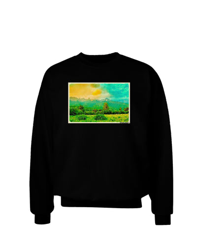 Mountain Sunset Watercolor Adult Dark Sweatshirt-Sweatshirts-TooLoud-Black-Small-Davson Sales