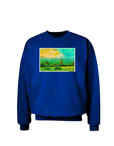 Mountain Sunset Watercolor Adult Dark Sweatshirt-Sweatshirts-TooLoud-Deep-Royal-Blue-Small-Davson Sales