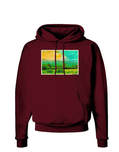 Mountain Sunset Watercolor Dark Hoodie Sweatshirt-Hoodie-TooLoud-Maroon-Small-Davson Sales