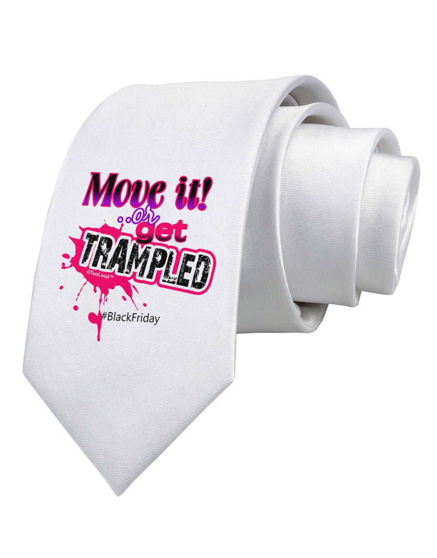 Move It Or Get Trampled Printed White Necktie