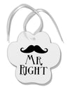 Mr Right Paw Print Shaped Ornament-Ornament-TooLoud-White-Davson Sales