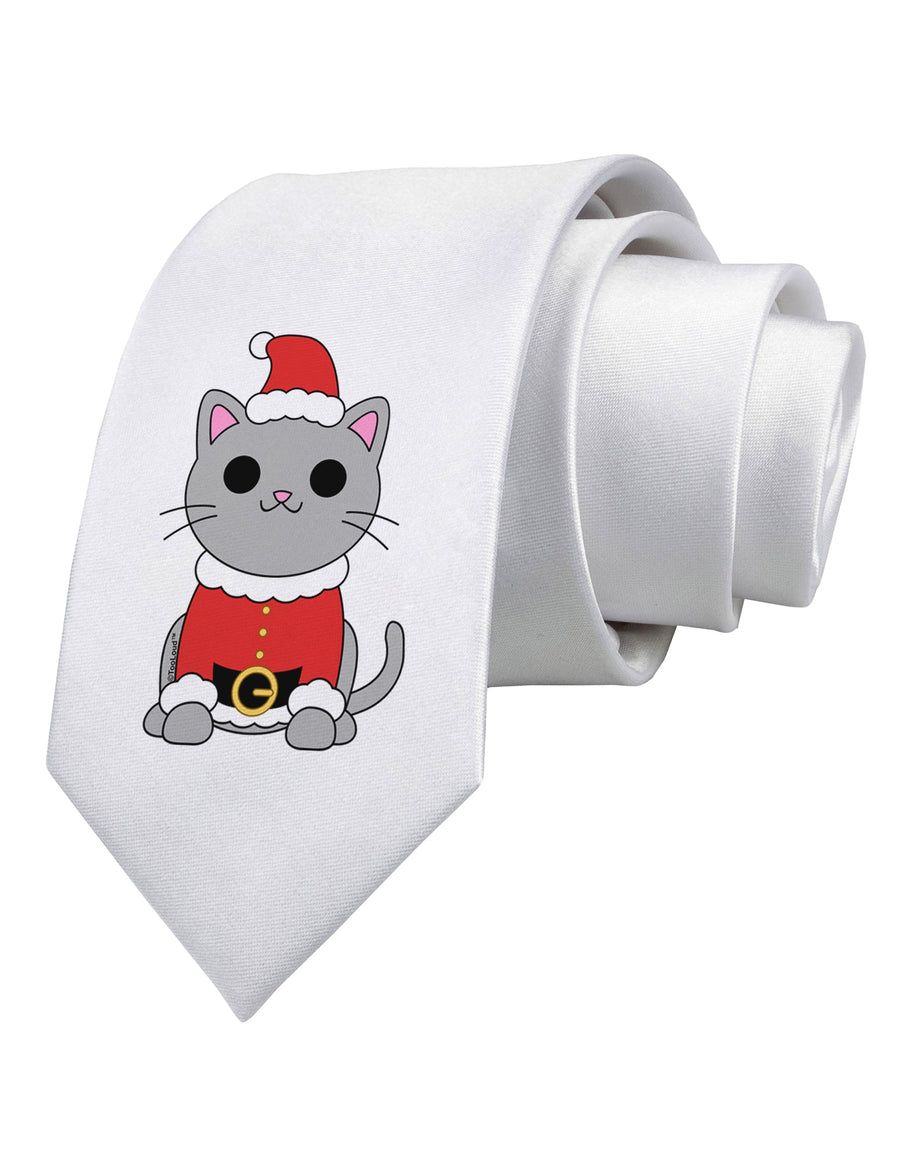 Mr. Whiskerton Santa Suit - Christmas Printed White Necktie by TooLoud