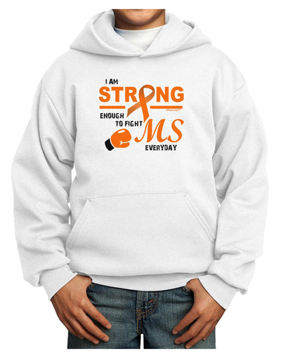 MS - I Am Strong Youth Hoodie Pullover Sweatshirt-Youth Hoodie-TooLoud-White-XS-Davson Sales