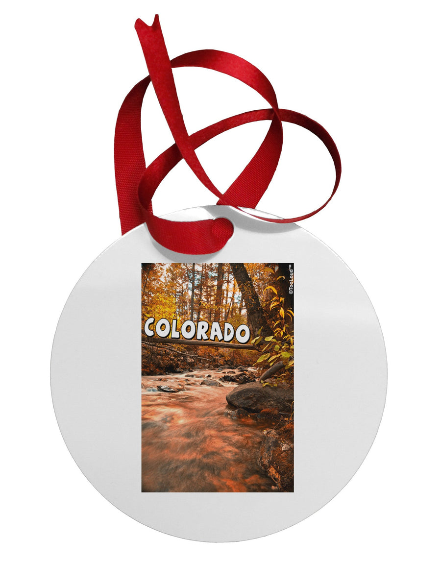 Mt Shavano Colorado Text Circular Metal Ornament-Ornament-TooLoud-White-Davson Sales