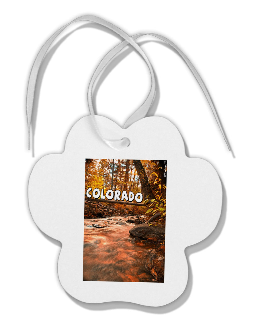 Mt Shavano Colorado Text Paw Print Shaped Ornament-Ornament-TooLoud-White-Davson Sales