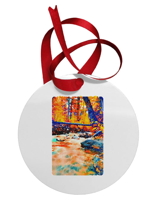 Mt Shavano Colorado Watercolor Circular Metal Ornament-Ornament-TooLoud-White-Davson Sales