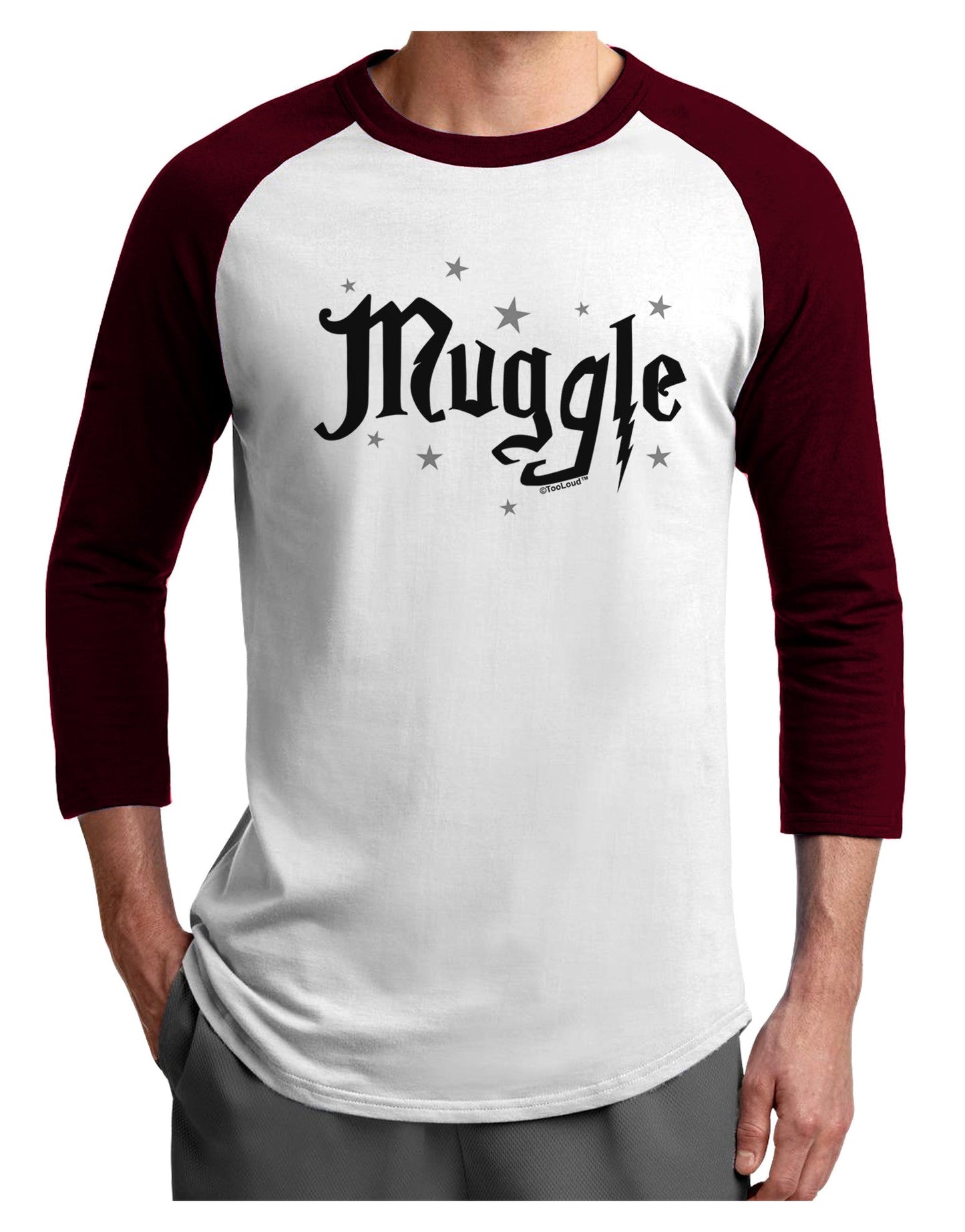 Muggle Adult Raglan Shirt-Raglan Shirt-TooLoud-White-Cardinal-X-Small-Davson Sales
