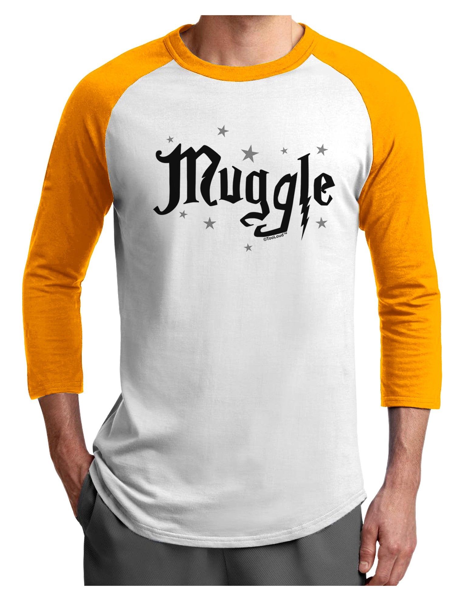Muggle Adult Raglan Shirt-Raglan Shirt-TooLoud-White-Gold-X-Small-Davson Sales