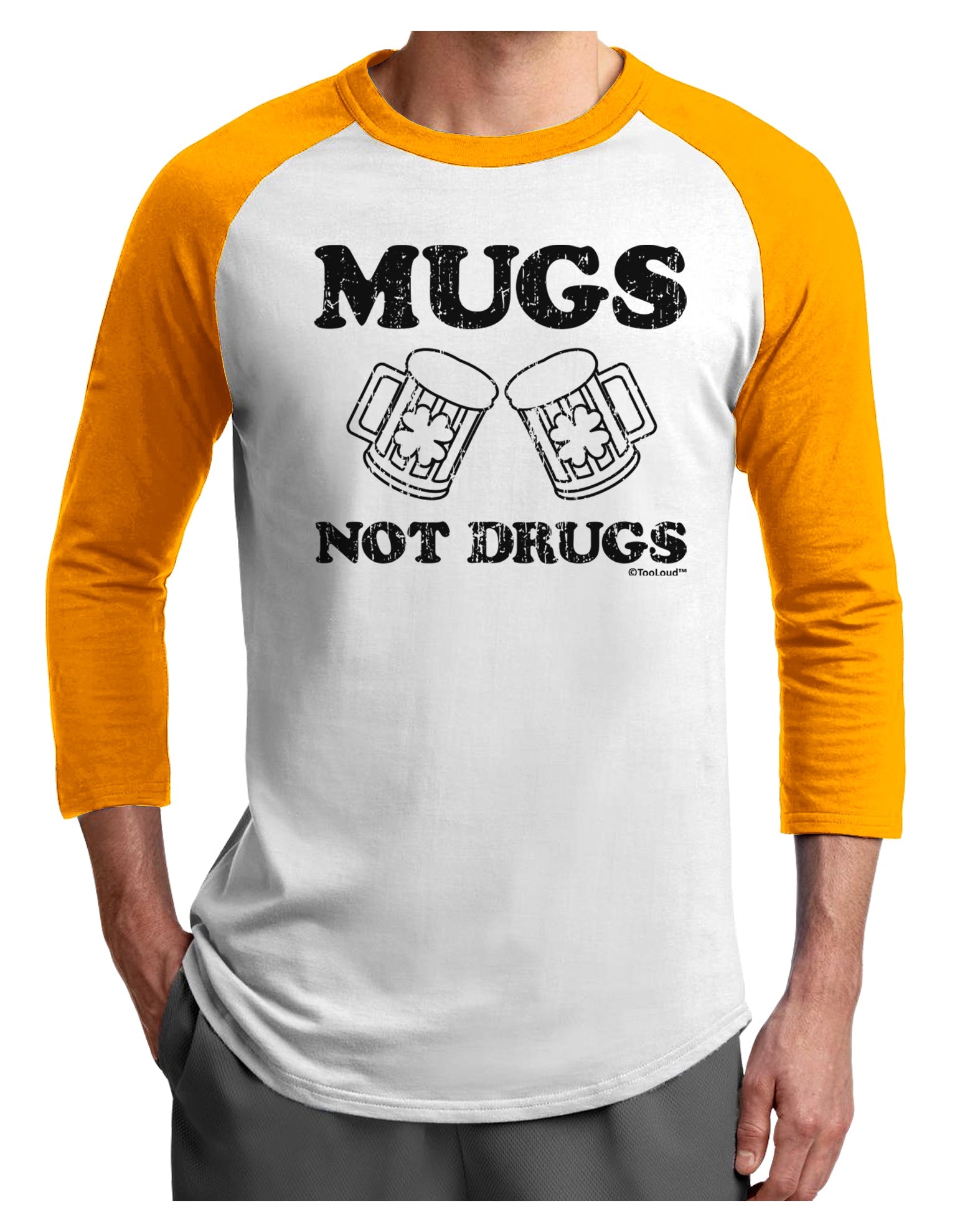 Mugs Not Drugs Adult Raglan Shirt by TooLoud-TooLoud-White-Gold-X-Small-Davson Sales
