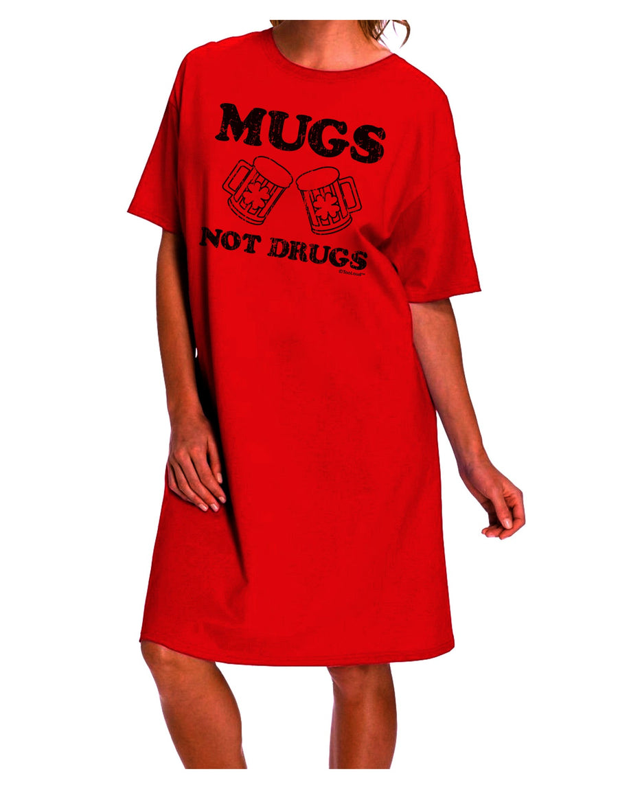 Mugs Not Drugs Adult Wear Around Night Shirt and Dress by TooLoud-Night Shirt-TooLoud-Red-One-Size-Davson Sales