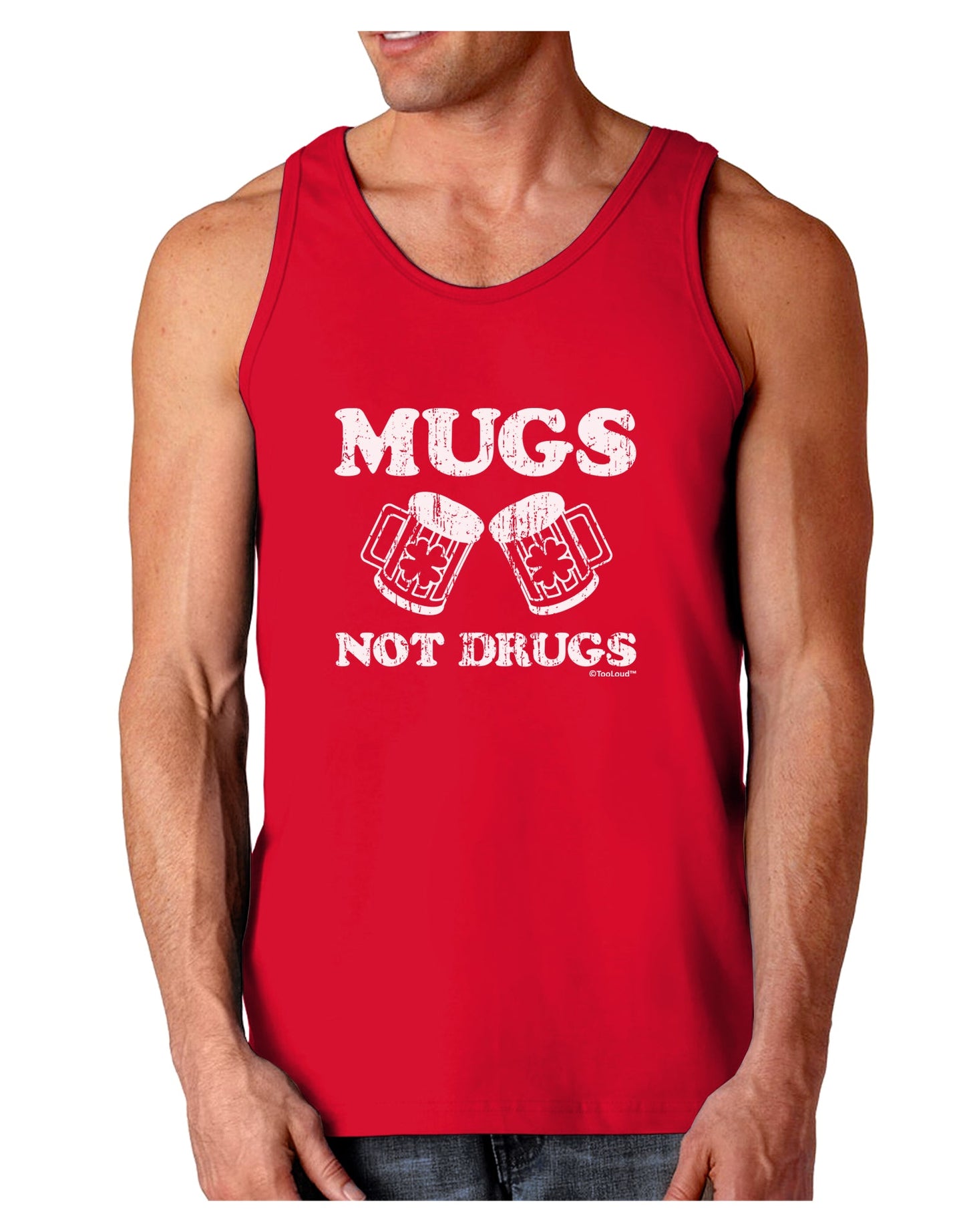 Mugs Not Drugs Dark Loose Tank Top by TooLoud-Mens Loose Tank Top-TooLoud-Red-Small-Davson Sales