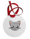 Mummy Kitty Circular Metal Ornament by TooLoud-Ornament-TooLoud-White-Davson Sales