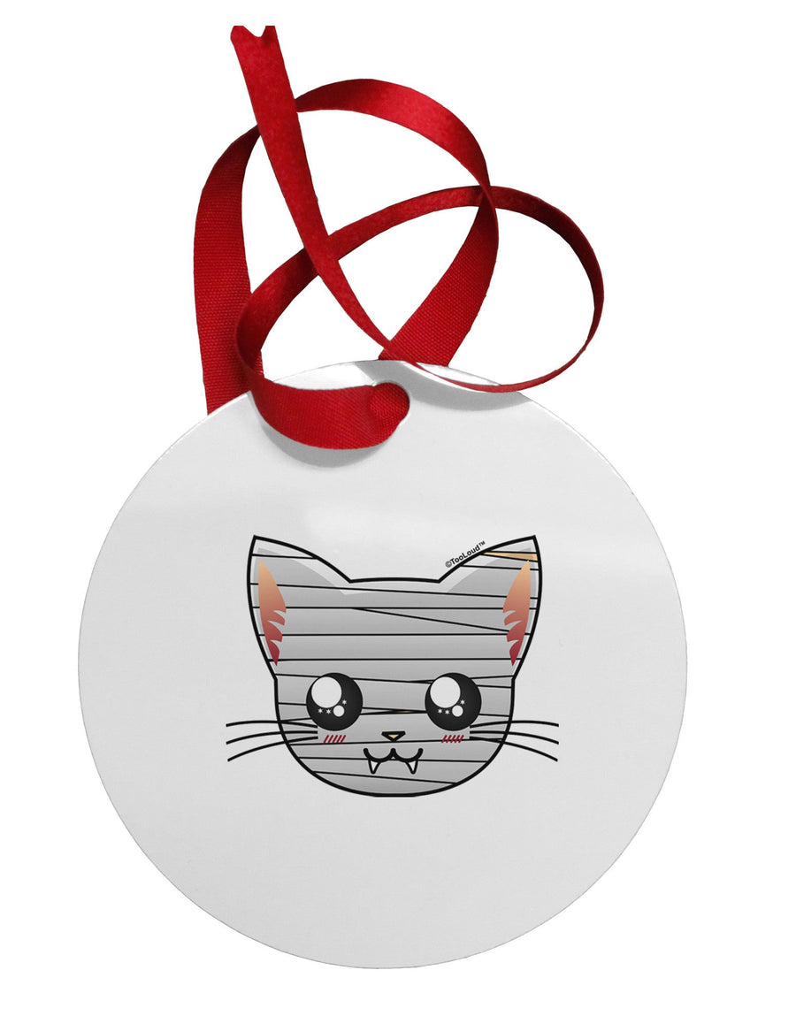 Mummy Kitty Circular Metal Ornament by TooLoud-Ornament-TooLoud-White-Davson Sales