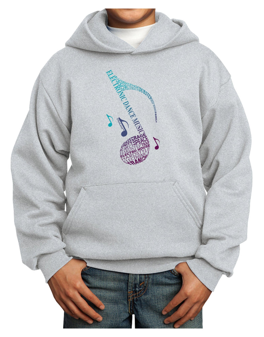 Music Note Typography Youth Hoodie Pullover Sweatshirt-Youth Hoodie-TooLoud-White-XS-Davson Sales