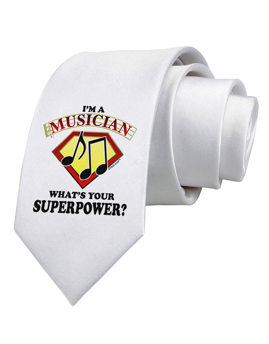 Musician - Superpower Printed White Necktie