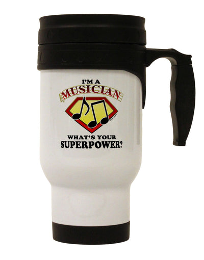 Musician - Superpower Stainless Steel 14oz Travel Mug-Travel Mugs-TooLoud-White-Davson Sales