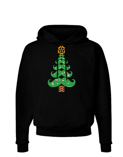 Mustache Christmas Tree Dark Hoodie Sweatshirt-Hoodie-TooLoud-Black-Small-Davson Sales