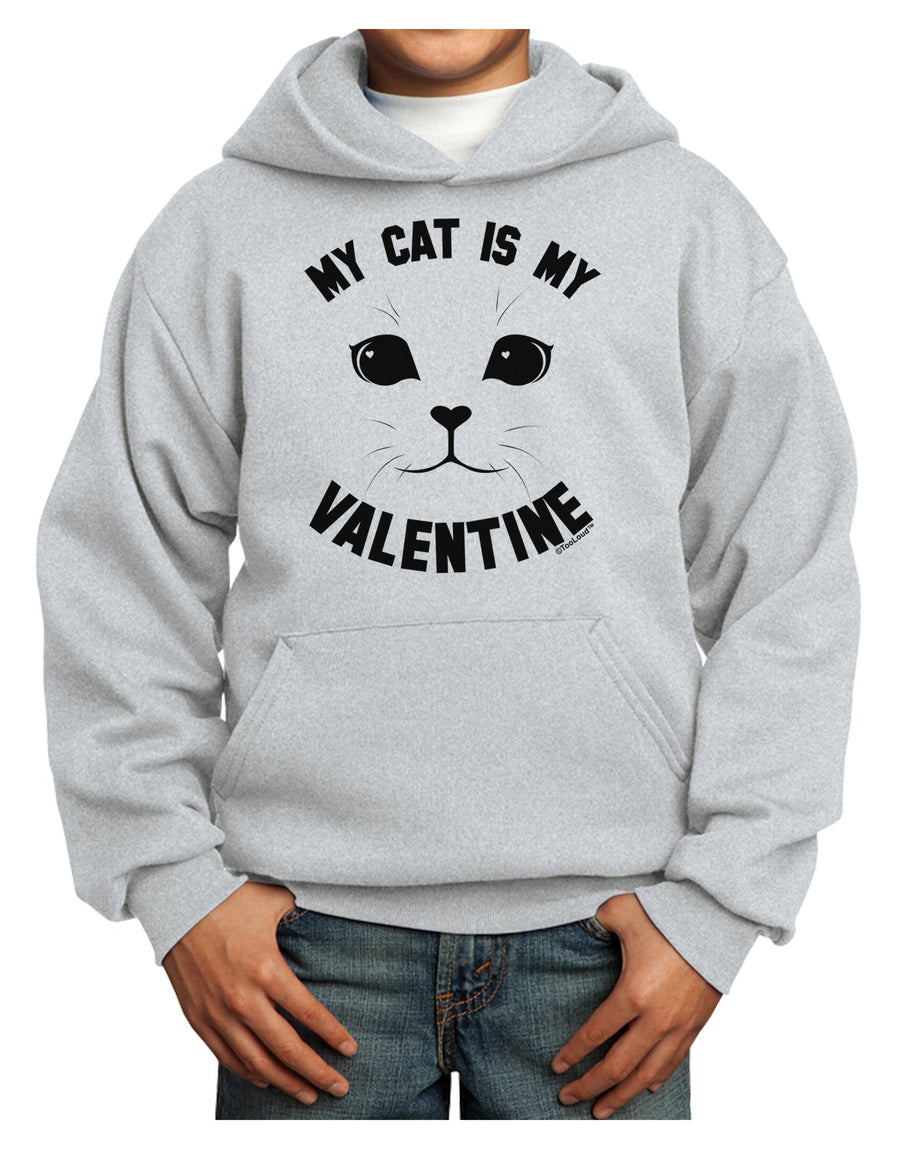 My Cat is my Valentine Youth Hoodie Pullover Sweatshirt by-Youth Hoodie-TooLoud-White-XS-Davson Sales