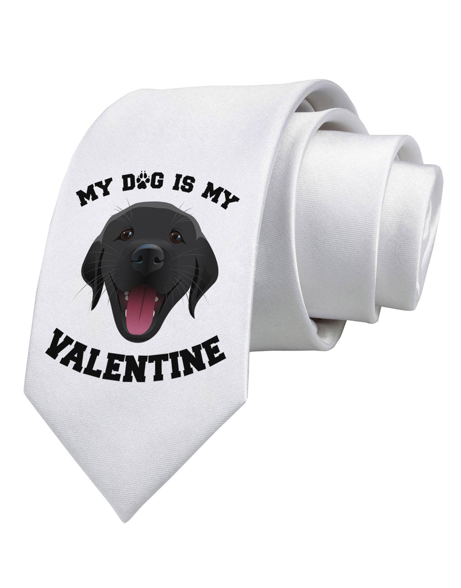 My Dog is my Valentine Black Printed White Necktie