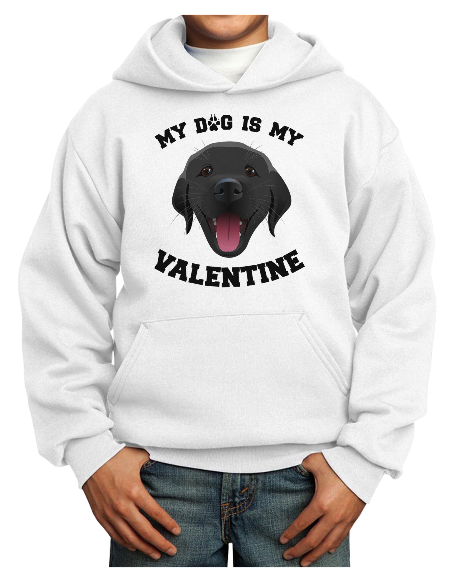 My Dog is my Valentine Black Youth Hoodie Pullover Sweatshirt-Youth Hoodie-TooLoud-White-XS-Davson Sales