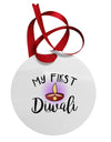 My First Diwali Circular Metal Ornament by TooLoud-Ornament-TooLoud-White-Davson Sales