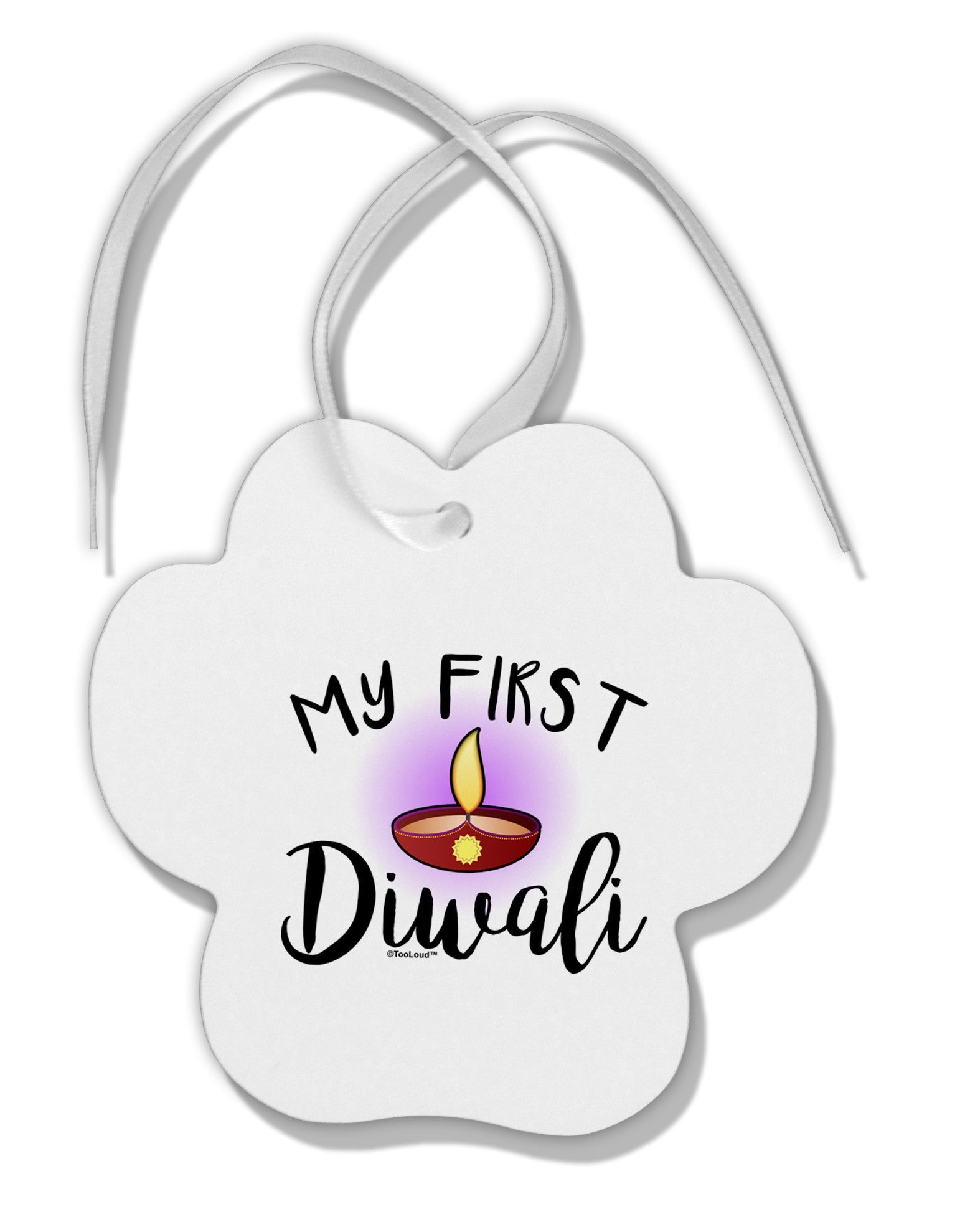 My First Diwali Paw Print Shaped Ornament by TooLoud-Ornament-TooLoud-White-Davson Sales