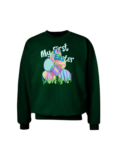 My First Easter Gel Look Print Adult Dark Sweatshirt-Sweatshirts-TooLoud-Deep-Forest-Green-Small-Davson Sales