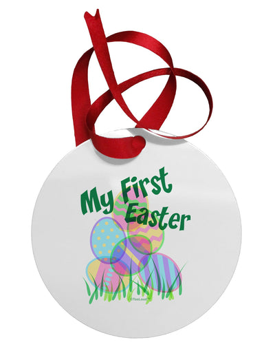 My First Easter Gel Look Print Circular Metal Ornament-Ornament-TooLoud-White-Davson Sales