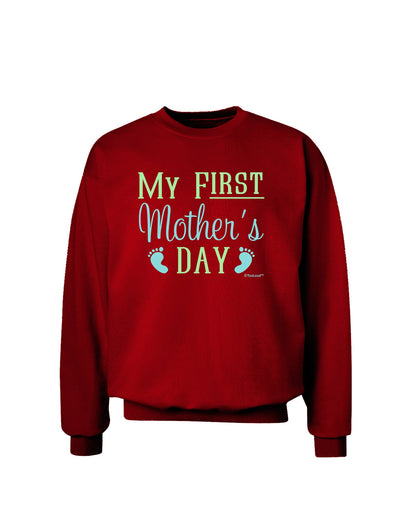 My First Mother's Day - Baby Feet - Blue Adult Dark Sweatshirt by TooLoud-Sweatshirts-TooLoud-Deep-Red-Small-Davson Sales