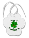 My First St. Patrick's Day Paw Print Shaped Ornament-Ornament-TooLoud-White-Davson Sales