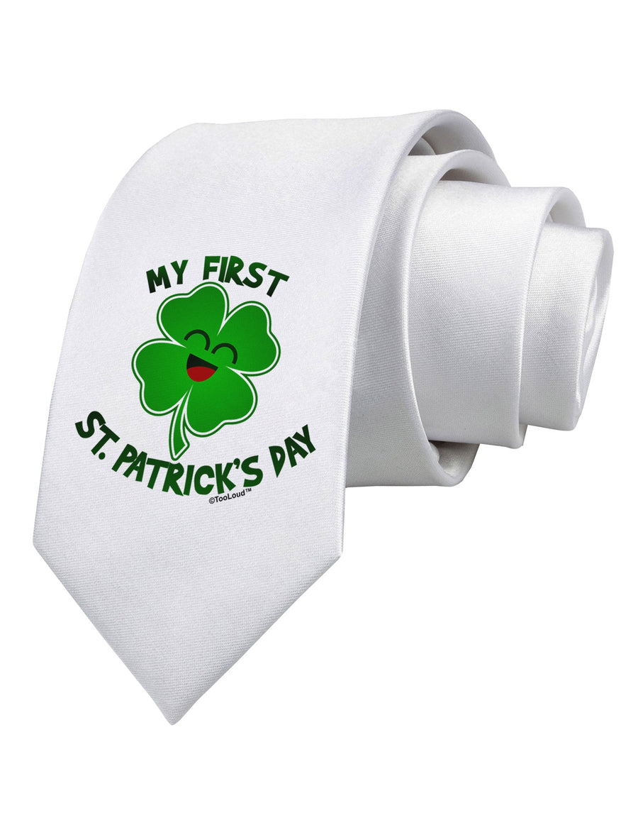 My First St. Patrick's Day Printed White Necktie