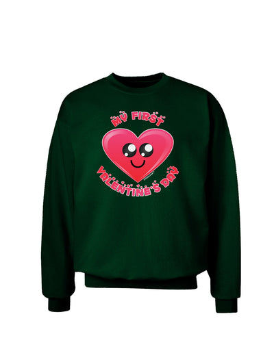 My First Valentine's Day Adult Dark Sweatshirt-Sweatshirts-TooLoud-Deep-Forest-Green-Small-Davson Sales