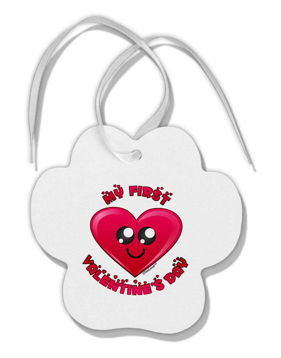 My First Valentine's Day Paw Print Shaped Ornament-Ornament-TooLoud-White-Davson Sales