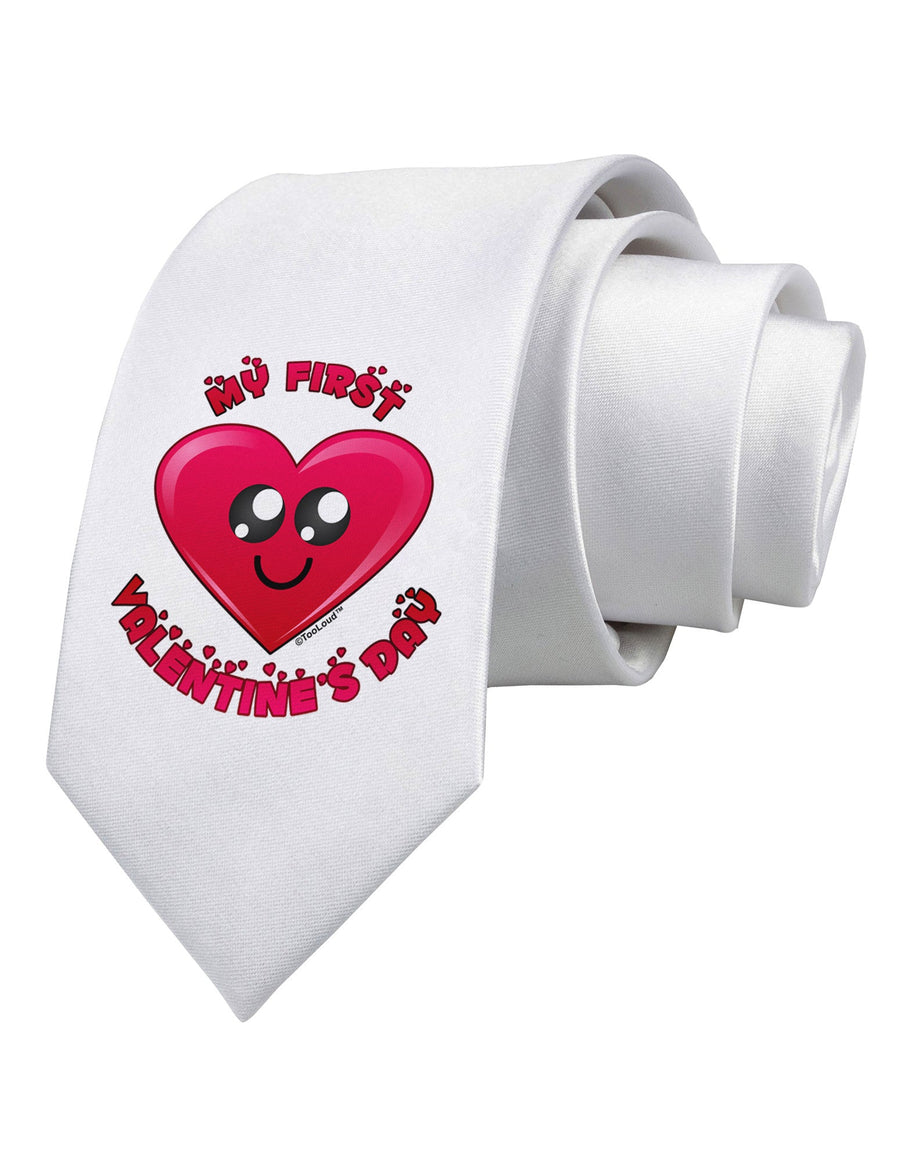 My First Valentine's Day Printed White Necktie