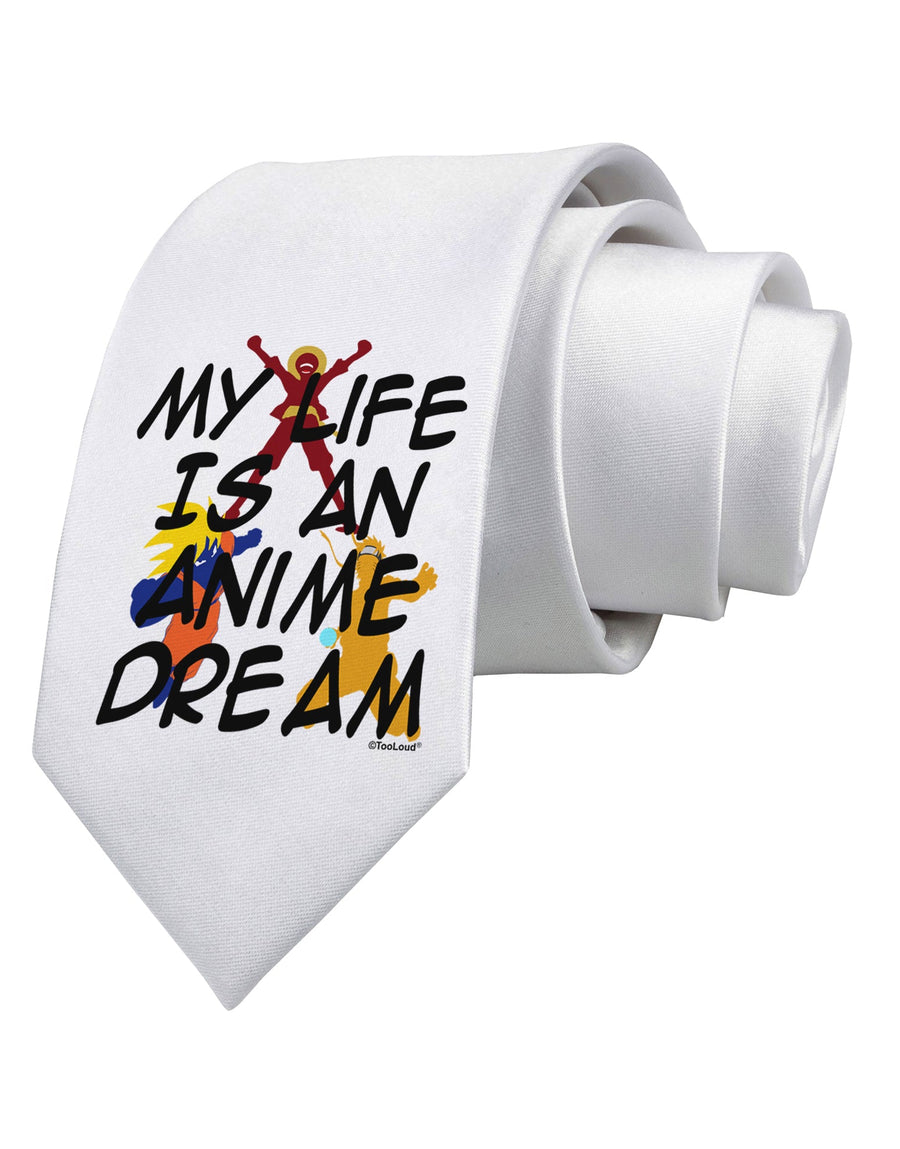 My Life Is An Anime Dream Printed White Necktie by TooLoud