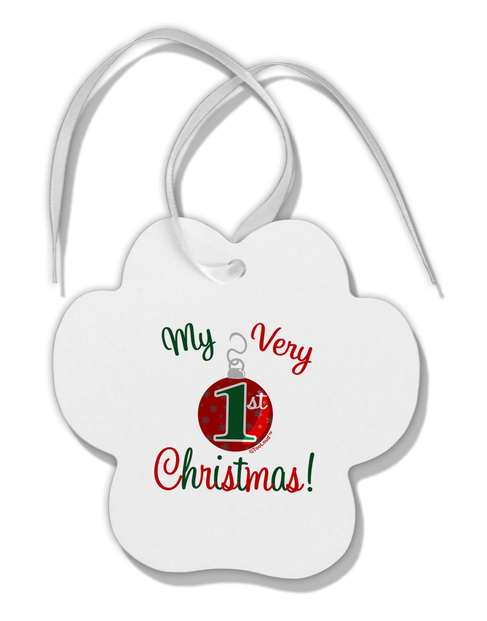 My Very 1st Christmas Paw Print Shaped Ornament-Ornament-TooLoud-White-Davson Sales