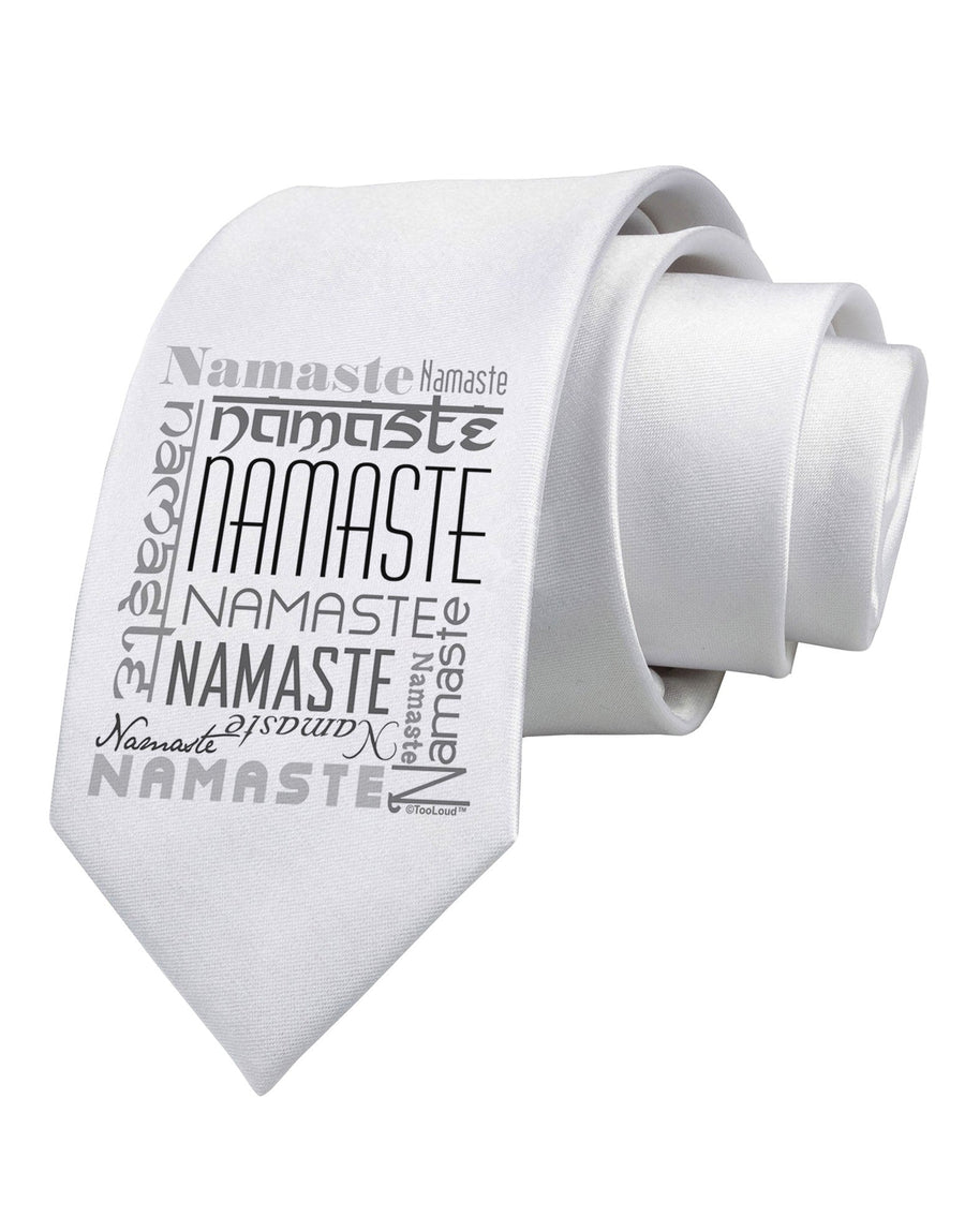 Namaste Rectangle Printed White Necktie