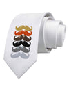 Natural Mustache Rainbow Printed White Necktie