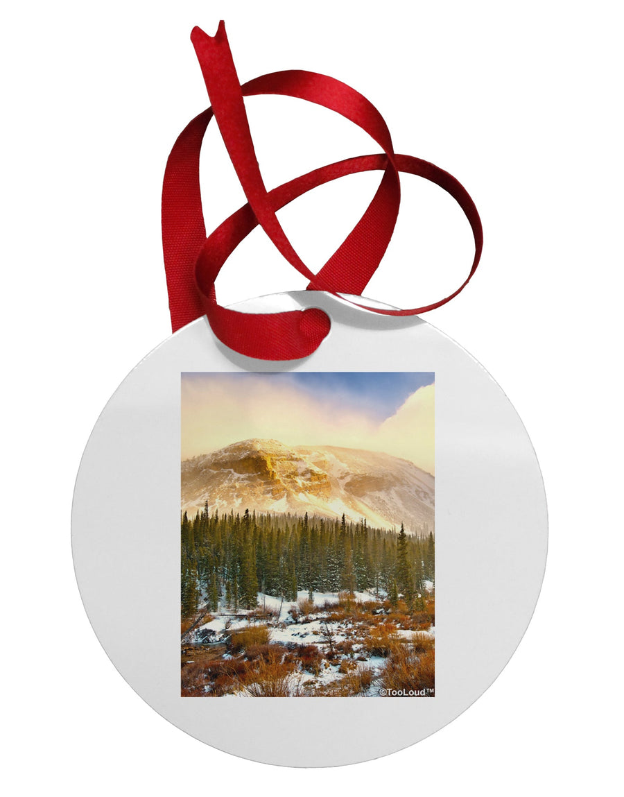 Nature Photography - Mountain Glow Circular Metal Ornament by TooLoud-Ornament-TooLoud-White-Davson Sales