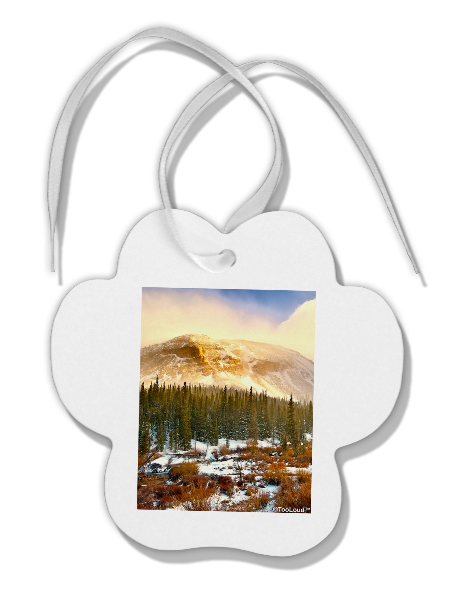 Nature Photography - Mountain Glow Paw Print Shaped Ornament by TooLoud-TooLoud-White-Davson Sales