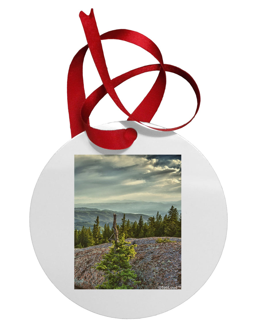 Nature Photography - Pine Kingdom Circular Metal Ornament by TooLoud-Ornament-TooLoud-White-Davson Sales