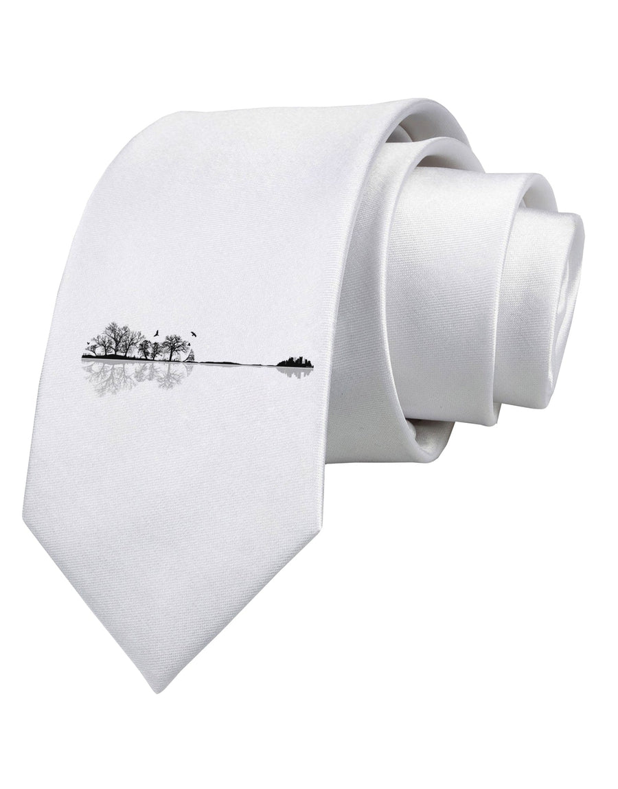 Nature's Harmony Guitar Printed White Necktie by TooLoud