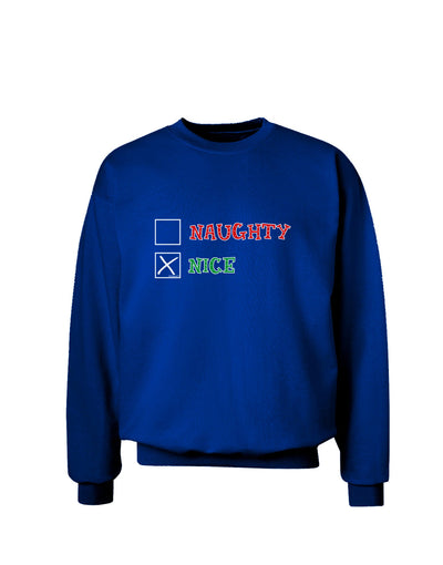 Naughty or Nice Christmas - Nice Adult Dark Sweatshirt-Sweatshirts-TooLoud-Deep-Royal-Blue-Small-Davson Sales