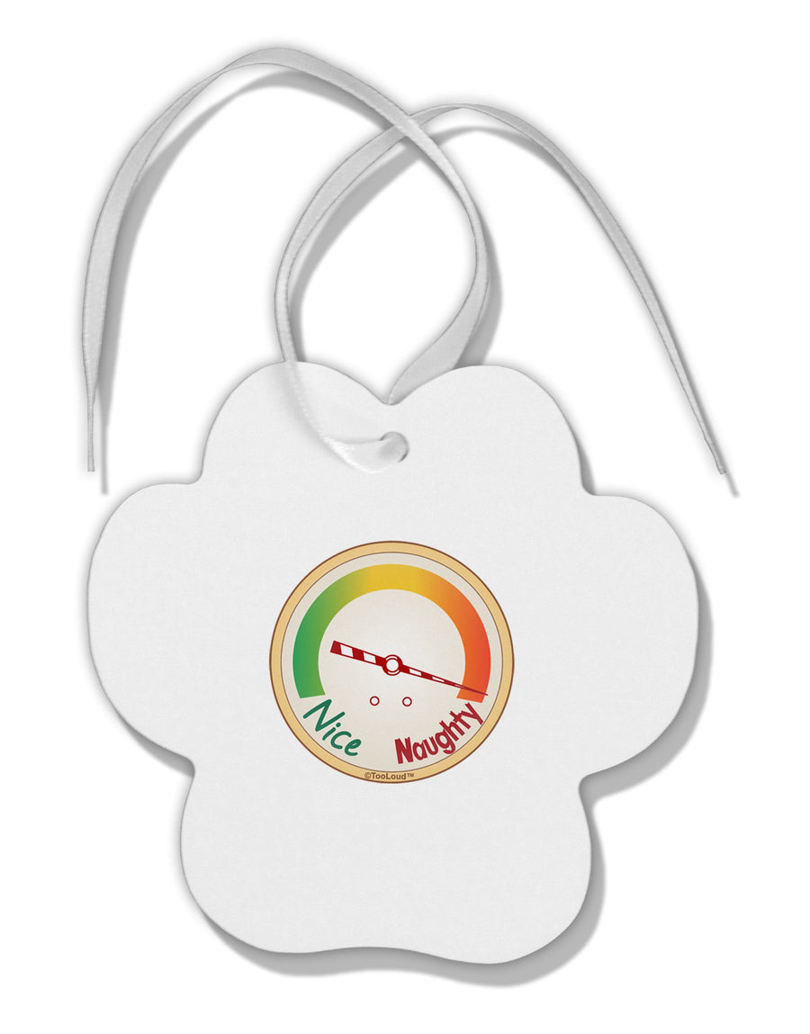 Naughty or Nice Meter Naughty Paw Print Shaped Ornament-Ornament-TooLoud-White-Davson Sales