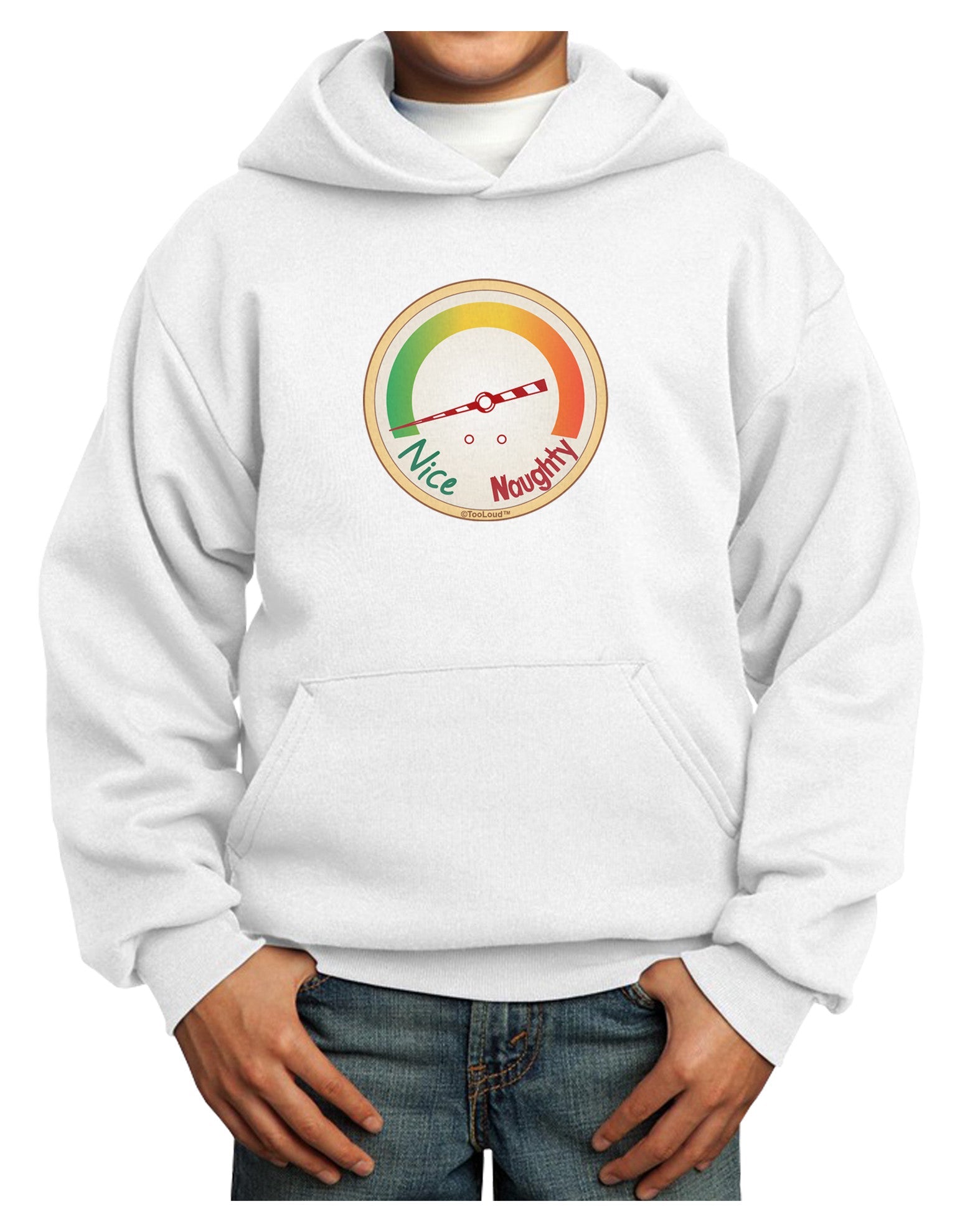 Naughty or Nice Meter Nice Youth Hoodie Pullover Sweatshirt-Youth Hoodie-TooLoud-White-XS-Davson Sales