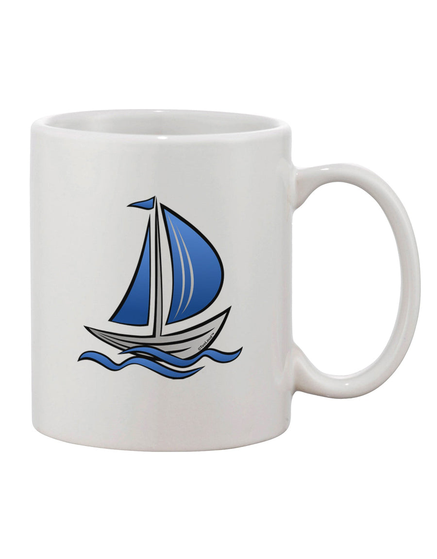 Nautical-inspired 11 oz Coffee Mug with Blue Sailboat Print - TooLoud-11 OZ Coffee Mug-TooLoud-White-Davson Sales