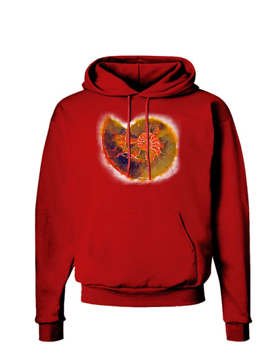 Nautilus Fossil Watercolor Dark Hoodie Sweatshirt-Hoodie-TooLoud-Red-Small-Davson Sales