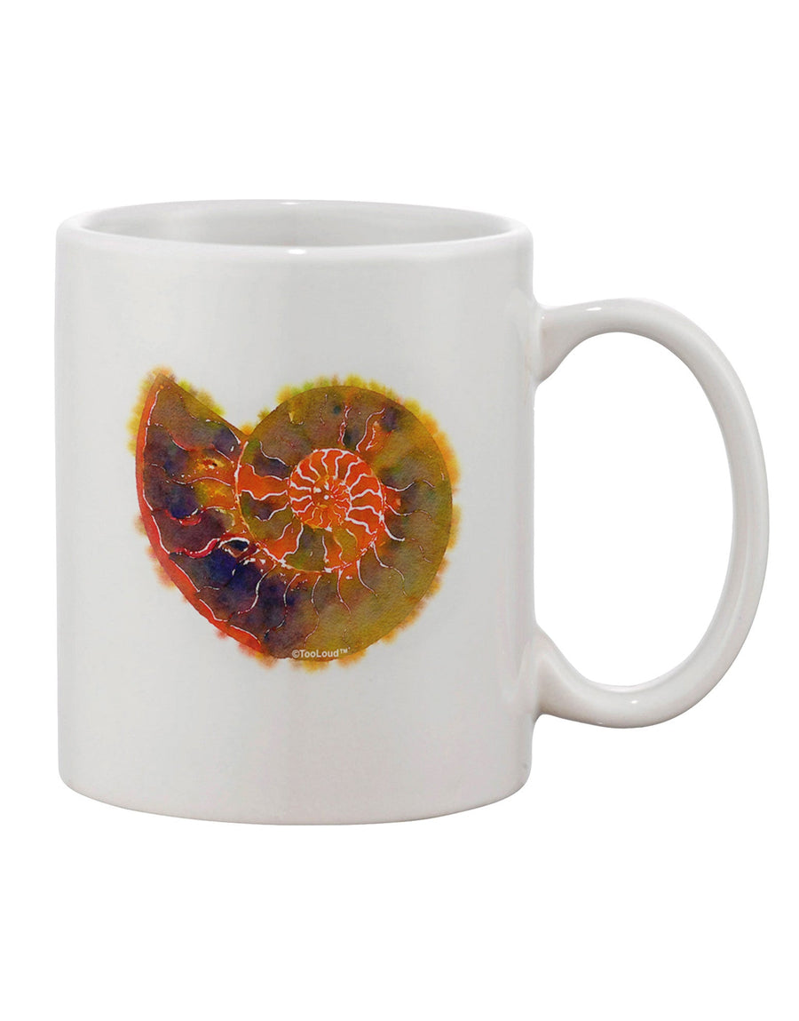 Nautilus Fossil Watercolor Printed 11 oz Coffee Mug - Perfect for Sipping in Style-11 OZ Coffee Mug-TooLoud-White-Davson Sales