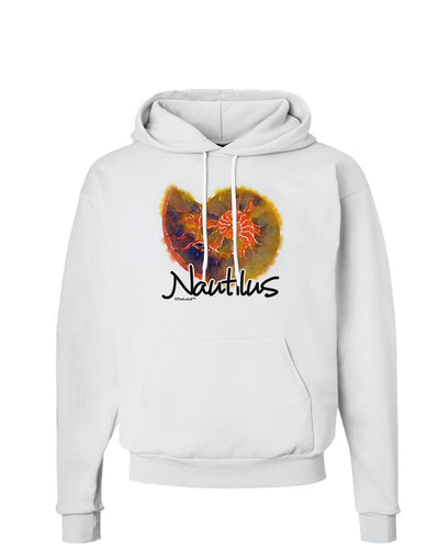 Nautilus Fossil Watercolor Text Hoodie Sweatshirt-Hoodie-TooLoud-White-Small-Davson Sales